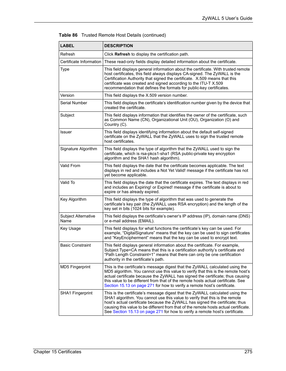 ZyXEL Communications ZyXEL ZyWALL 5 User Manual | Page 276 / 667