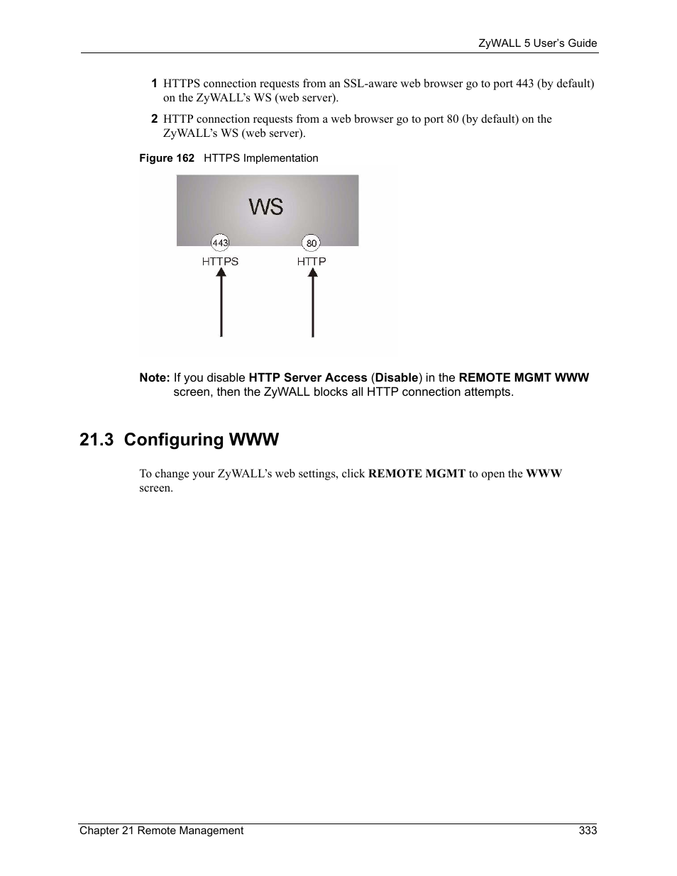 3 configuring www, Figure 162 https implementation | ZyXEL Communications ZyXEL ZyWALL 5 User Manual | Page 334 / 667