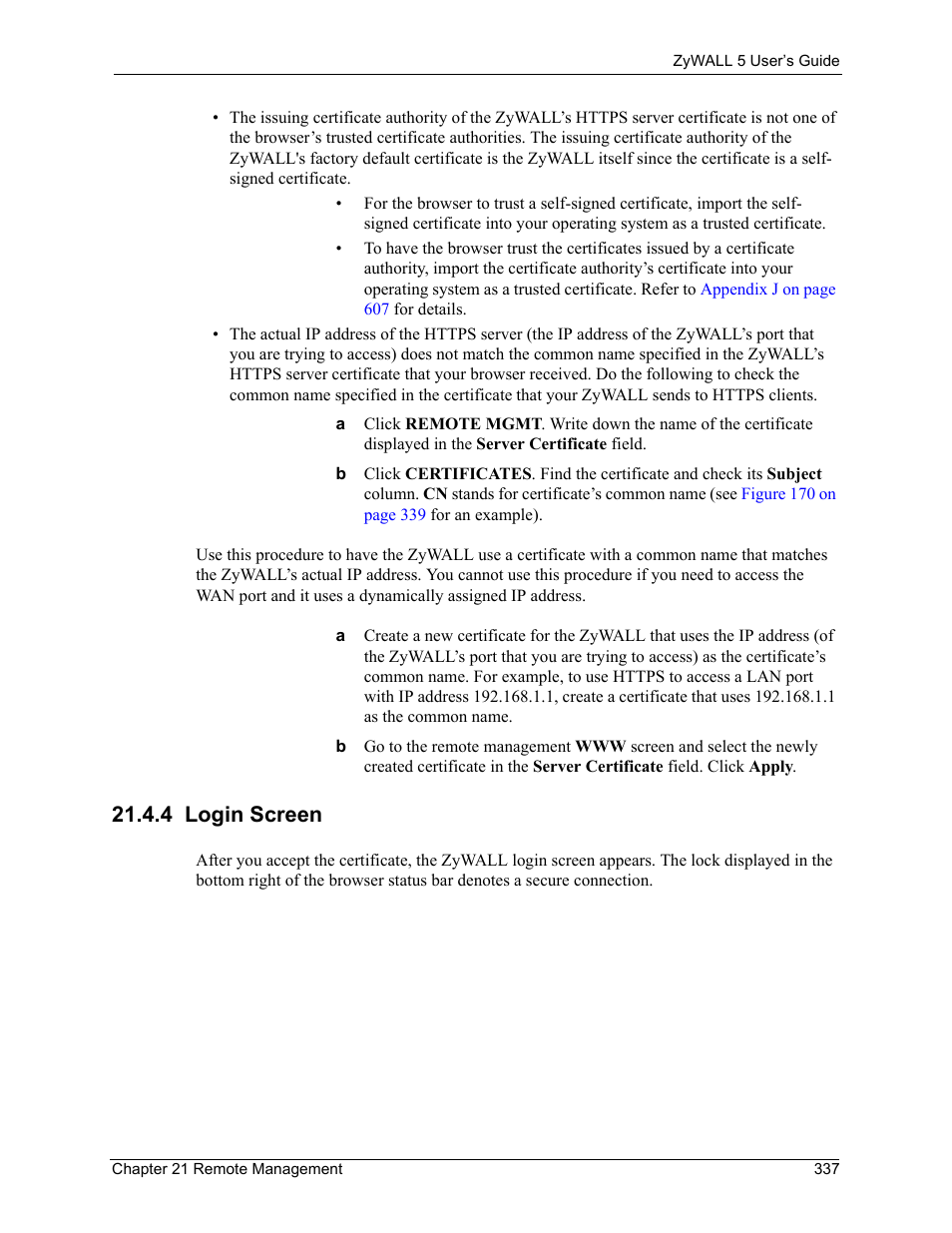 4 login screen | ZyXEL Communications ZyXEL ZyWALL 5 User Manual | Page 338 / 667