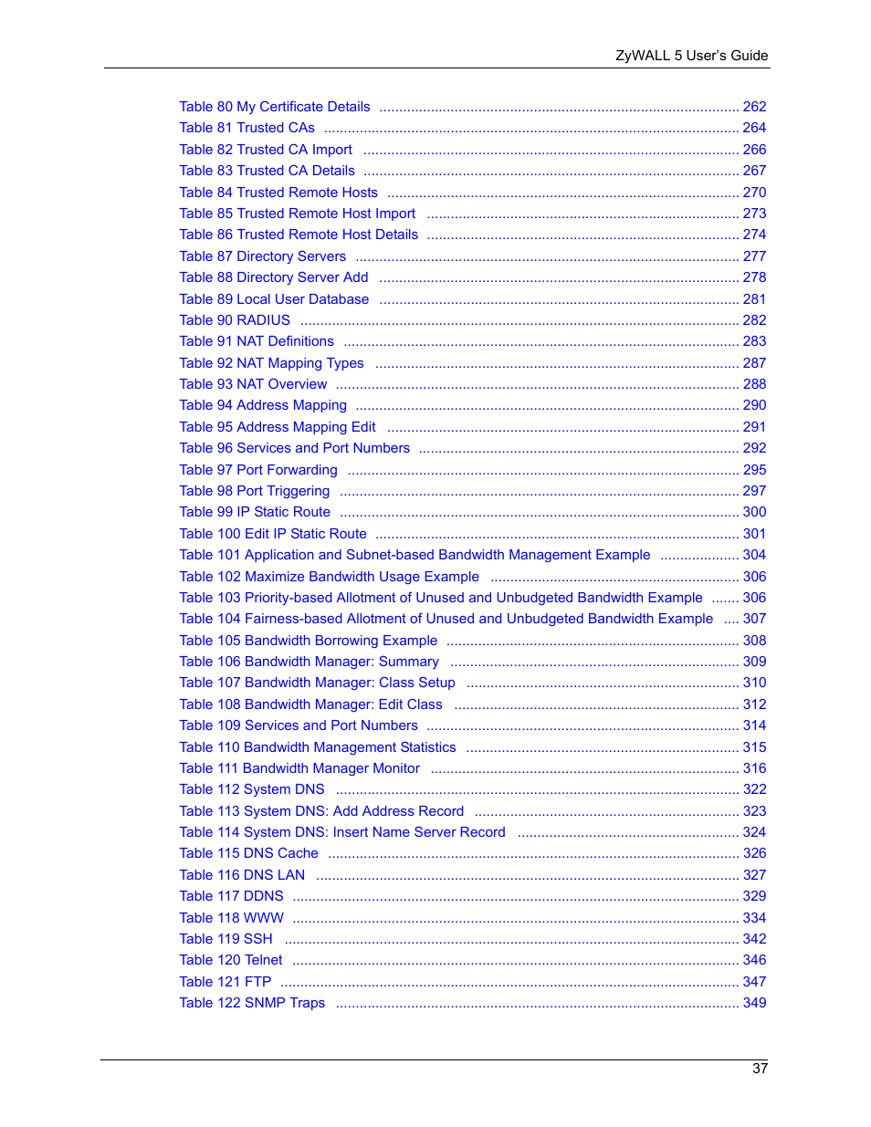 ZyXEL Communications ZyXEL ZyWALL 5 User Manual | Page 38 / 667