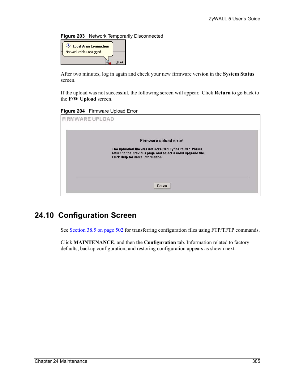 10 configuration screen | ZyXEL Communications ZyXEL ZyWALL 5 User Manual | Page 386 / 667