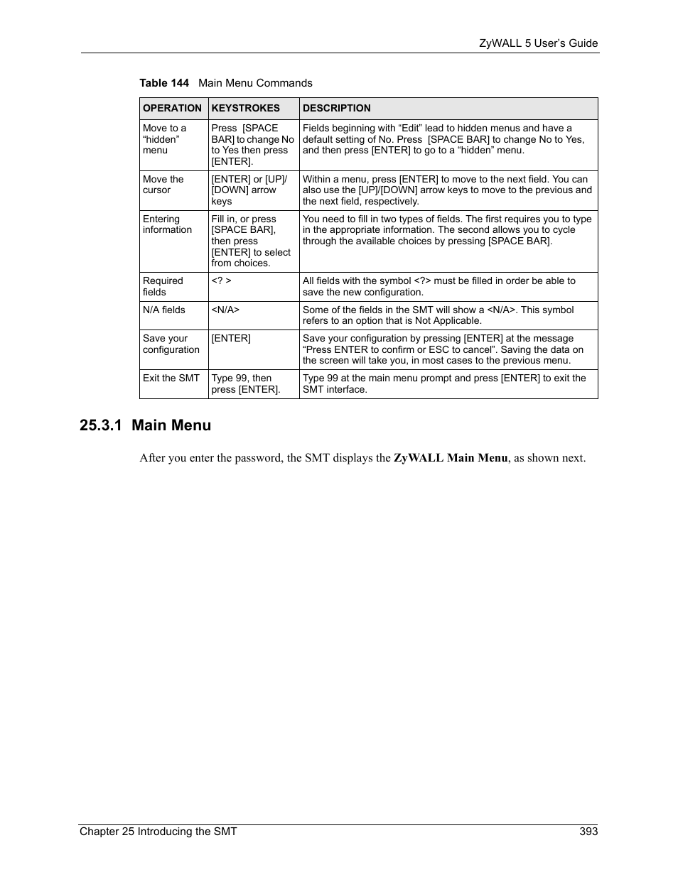 1 main menu | ZyXEL Communications ZyXEL ZyWALL 5 User Manual | Page 394 / 667