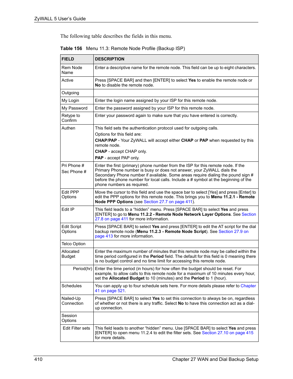 ZyXEL Communications ZyXEL ZyWALL 5 User Manual | Page 411 / 667