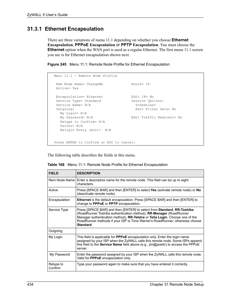 1 ethernet encapsulation | ZyXEL Communications ZyXEL ZyWALL 5 User Manual | Page 435 / 667