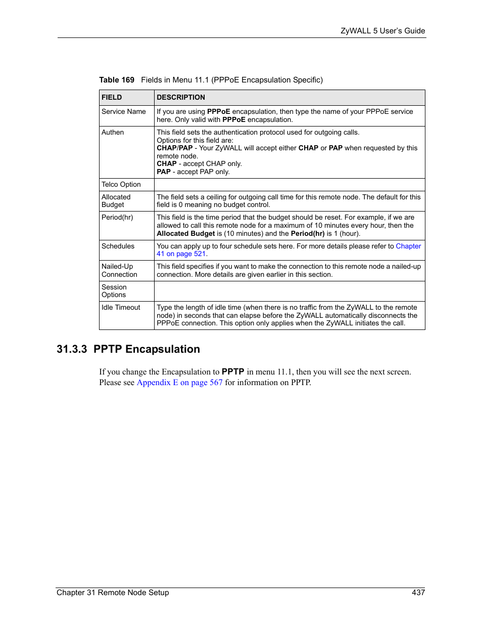 3 pptp encapsulation | ZyXEL Communications ZyXEL ZyWALL 5 User Manual | Page 438 / 667