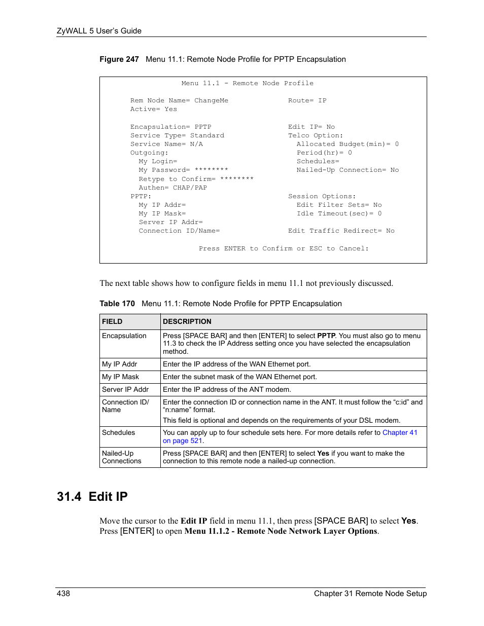 4 edit ip | ZyXEL Communications ZyXEL ZyWALL 5 User Manual | Page 439 / 667