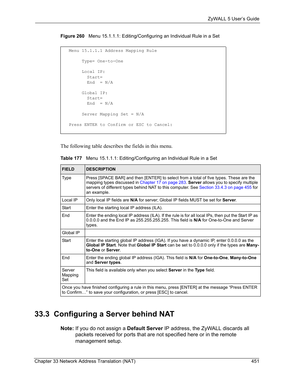 3 configuring a server behind nat | ZyXEL Communications ZyXEL ZyWALL 5 User Manual | Page 452 / 667