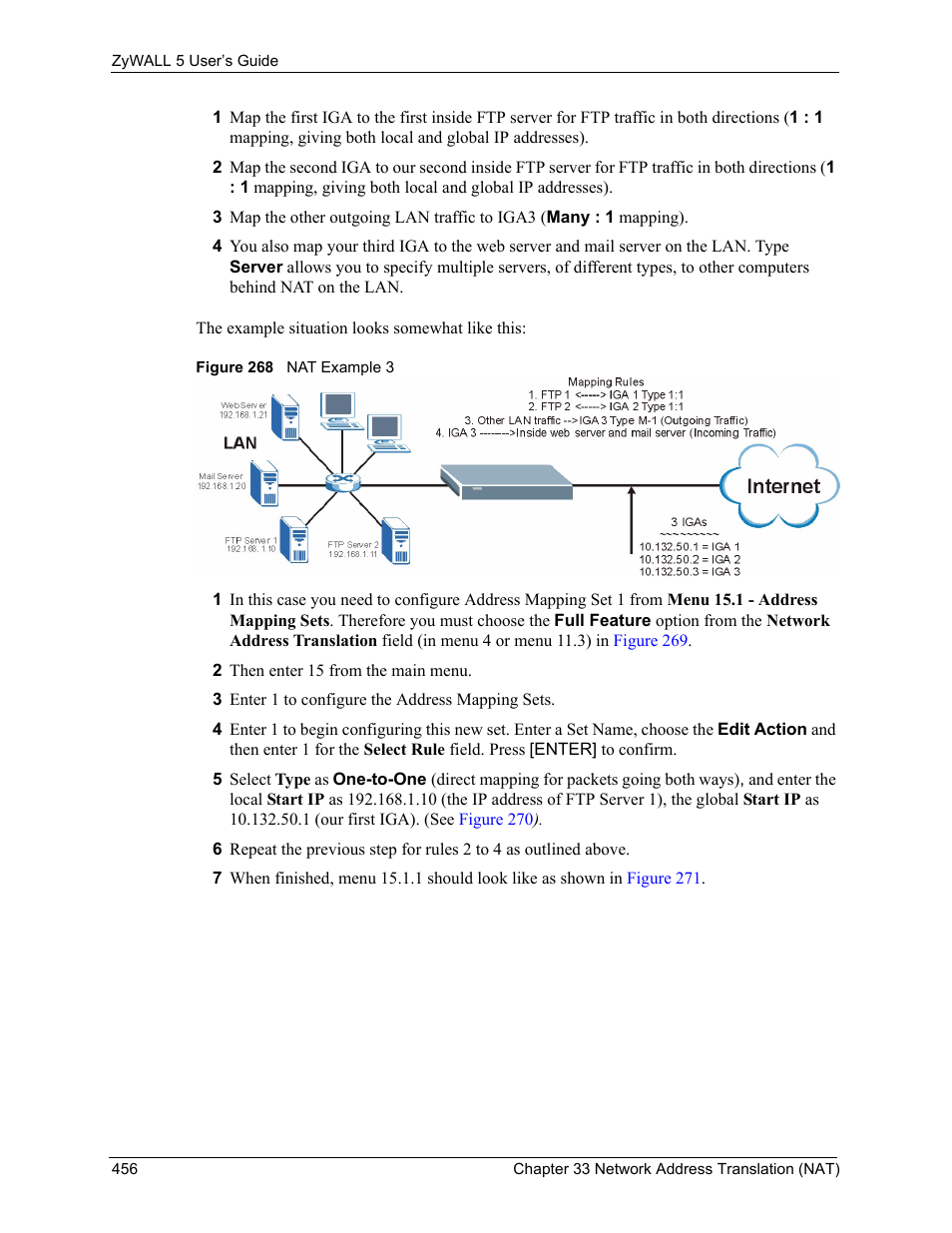 Figure 268 nat example 3 | ZyXEL Communications ZyXEL ZyWALL 5 User Manual | Page 457 / 667