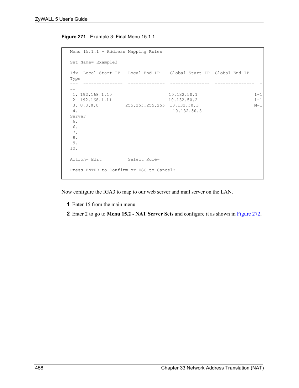 Figure 271 example 3: final menu 15.1.1, Should look like as shown in, Figure 271 | ZyXEL Communications ZyXEL ZyWALL 5 User Manual | Page 459 / 667