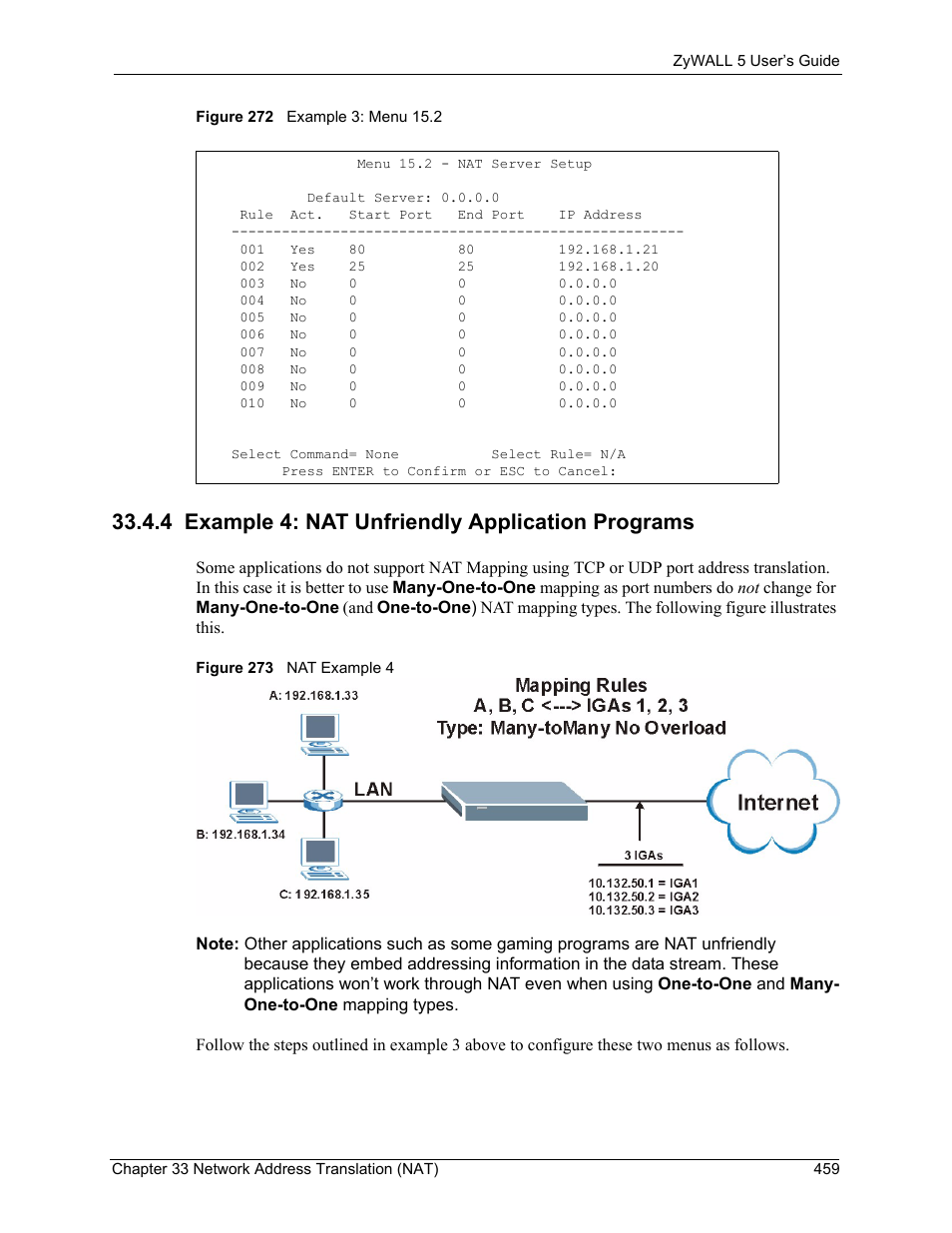 4 example 4: nat unfriendly application programs | ZyXEL Communications ZyXEL ZyWALL 5 User Manual | Page 460 / 667