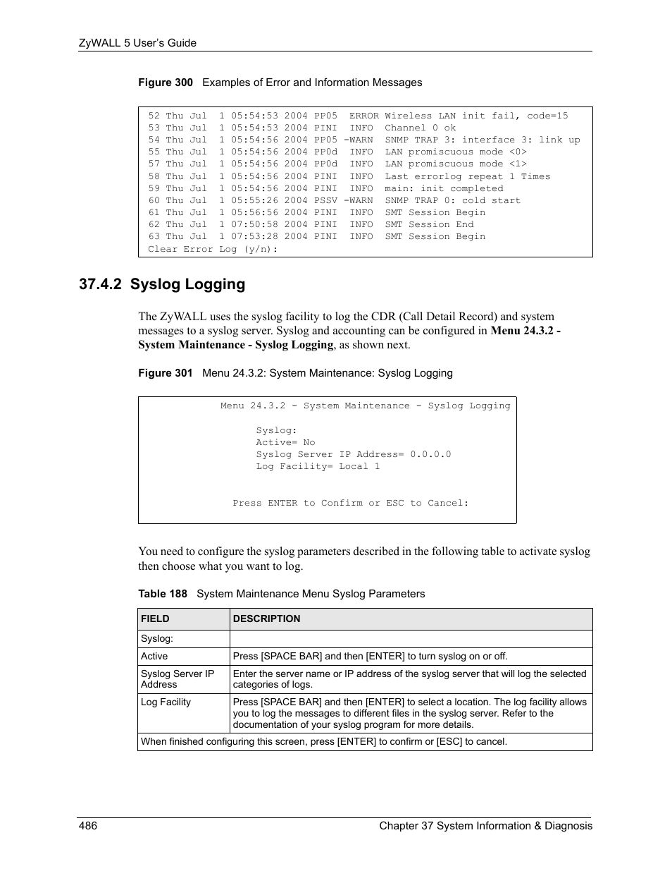 2 syslog logging | ZyXEL Communications ZyXEL ZyWALL 5 User Manual | Page 487 / 667