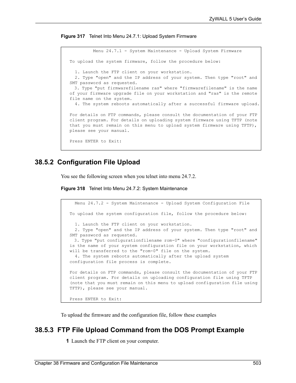 2 configuration file upload | ZyXEL Communications ZyXEL ZyWALL 5 User Manual | Page 504 / 667