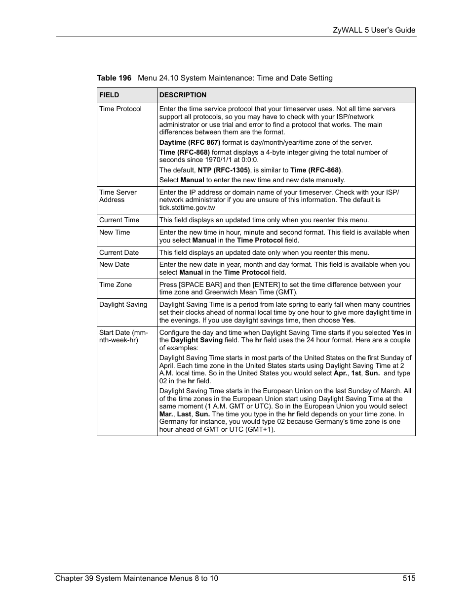 ZyXEL Communications ZyXEL ZyWALL 5 User Manual | Page 516 / 667