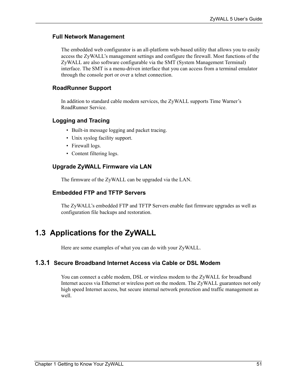 3 applications for the zywall | ZyXEL Communications ZyXEL ZyWALL 5 User Manual | Page 52 / 667