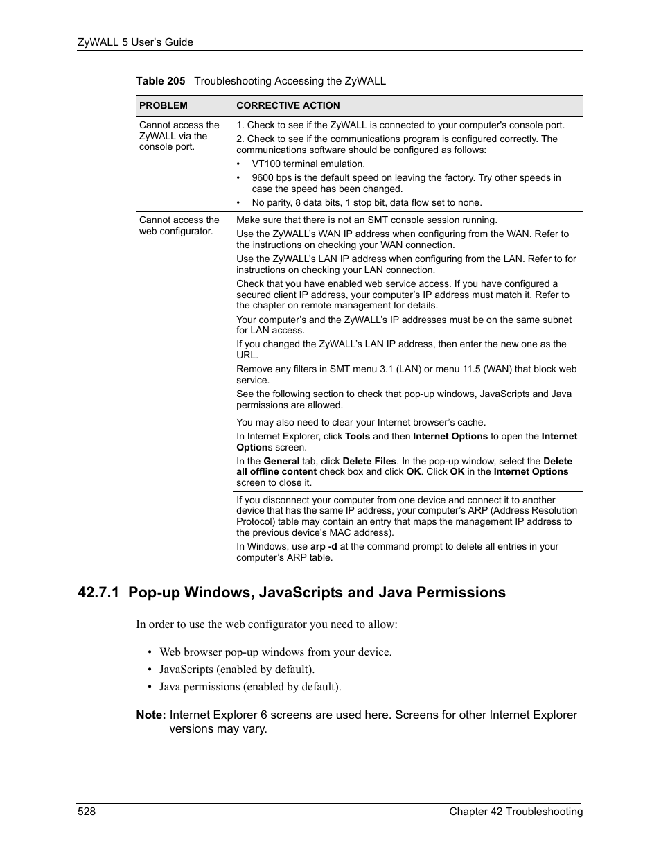 1 pop-up windows, javascripts and java permissions | ZyXEL Communications ZyXEL ZyWALL 5 User Manual | Page 529 / 667