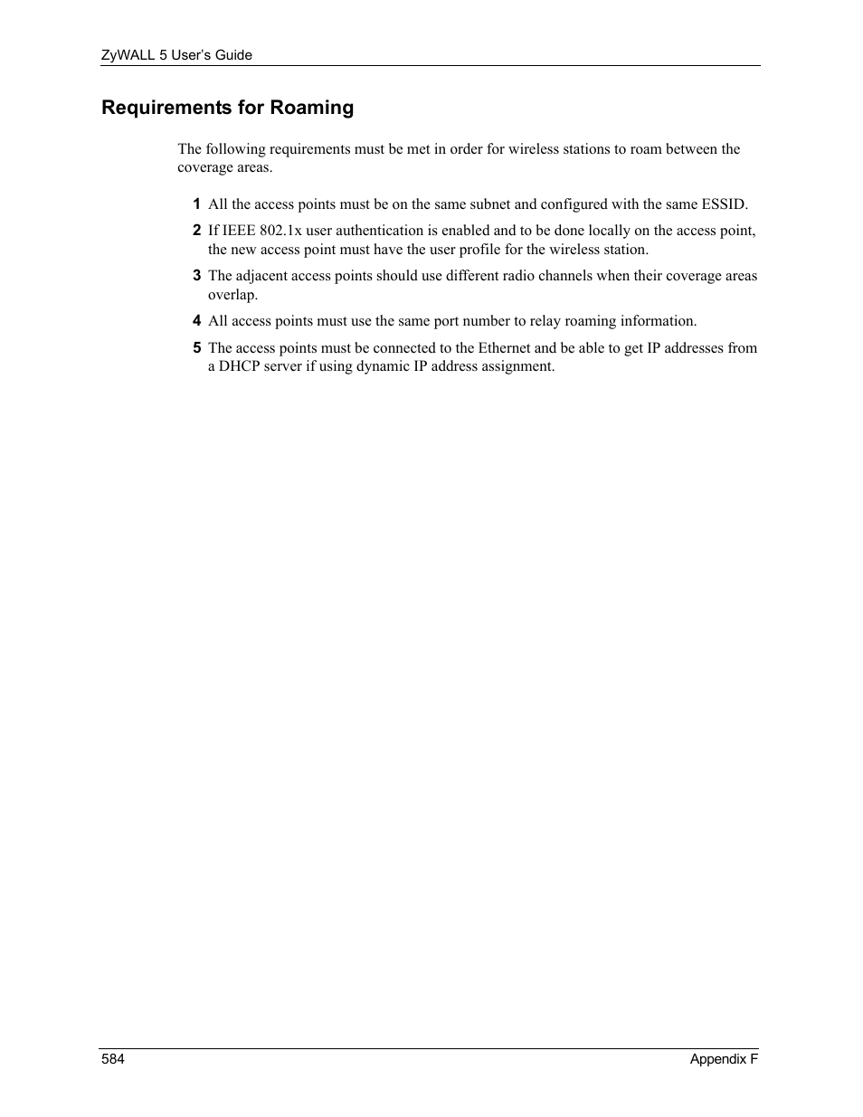 Requirements for roaming | ZyXEL Communications ZyXEL ZyWALL 5 User Manual | Page 585 / 667