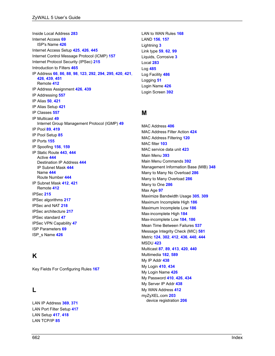 ZyXEL Communications ZyXEL ZyWALL 5 User Manual | Page 663 / 667