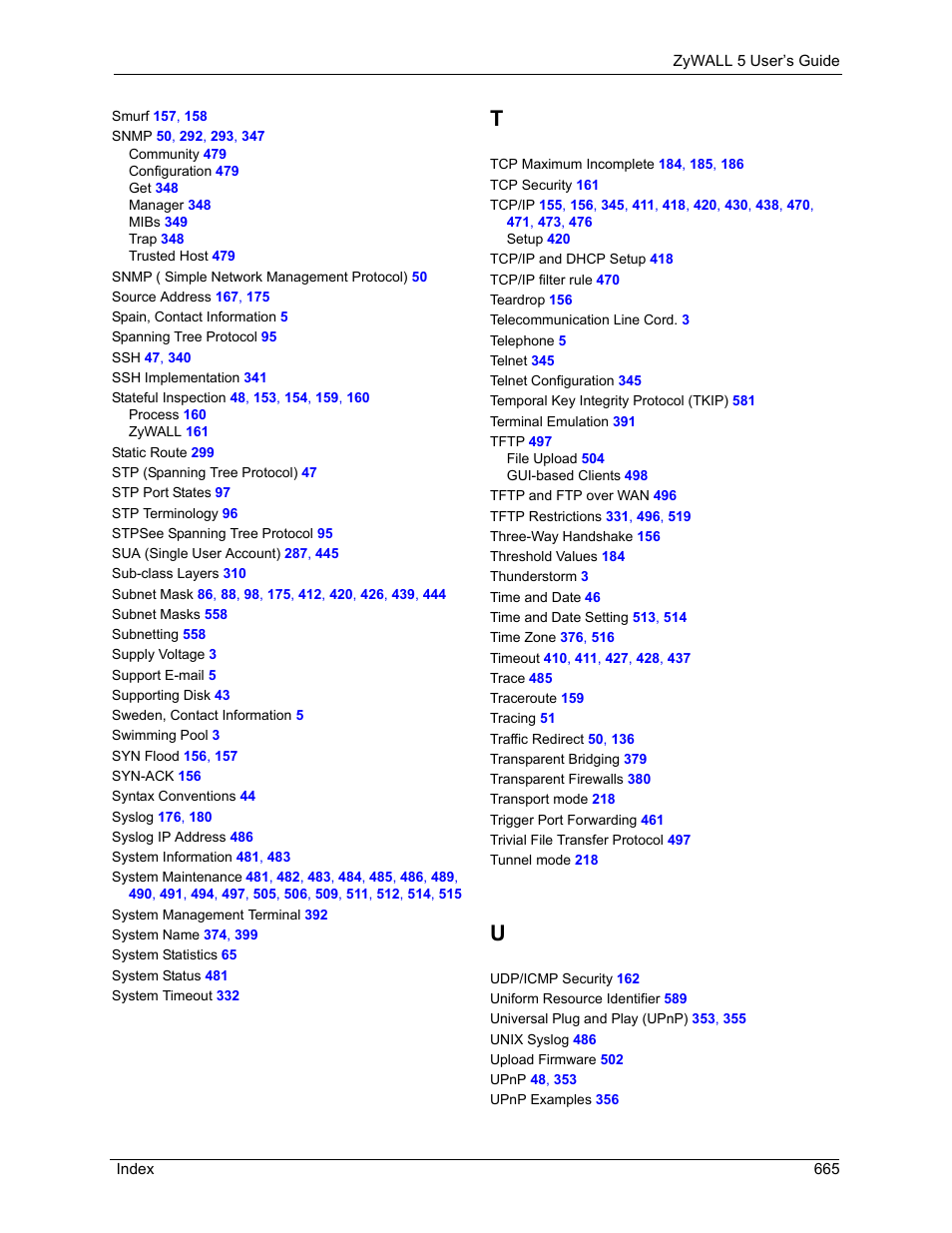 ZyXEL Communications ZyXEL ZyWALL 5 User Manual | Page 666 / 667