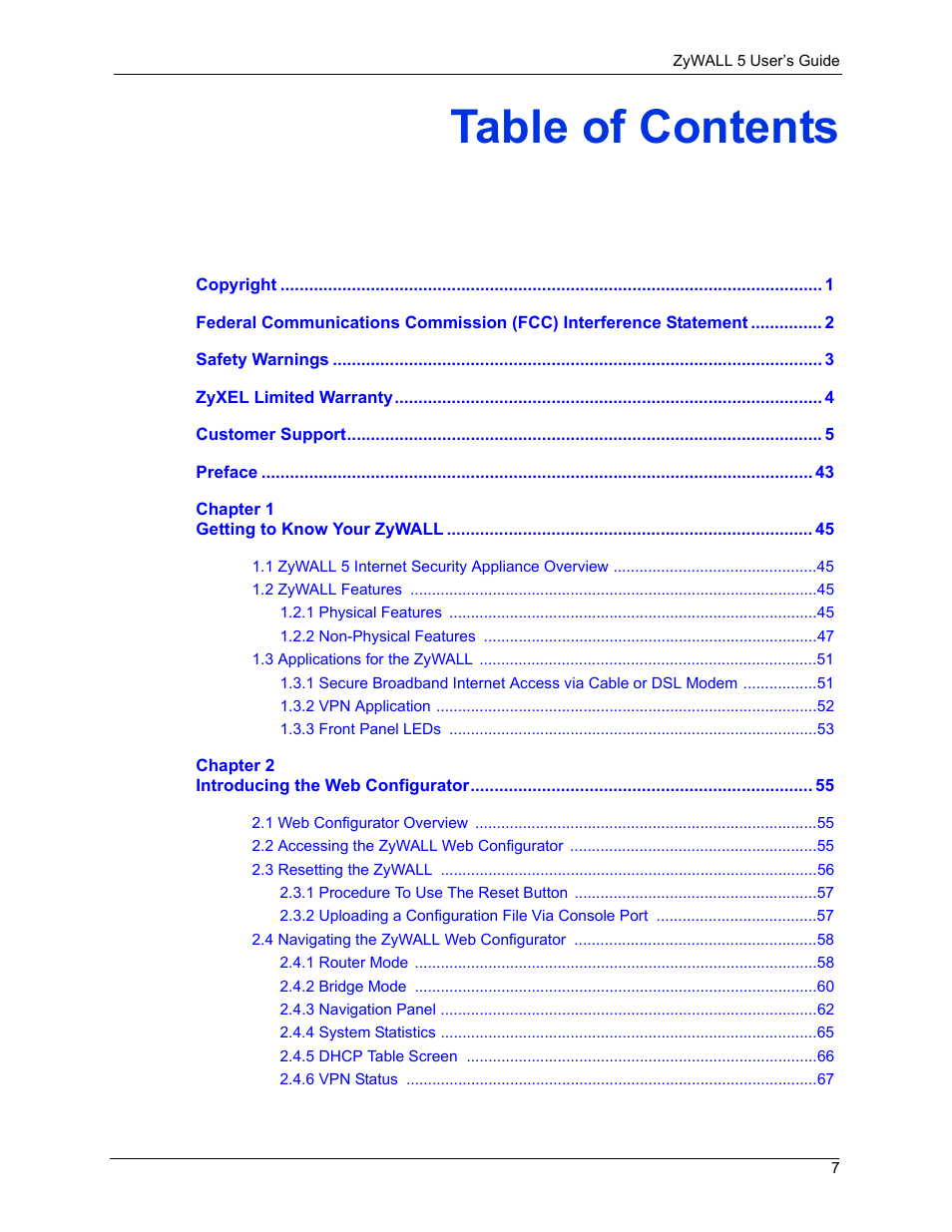 ZyXEL Communications ZyXEL ZyWALL 5 User Manual | Page 8 / 667