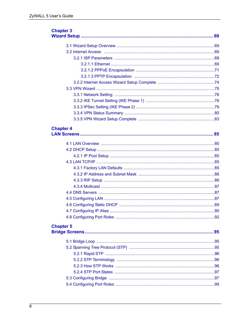 ZyXEL Communications ZyXEL ZyWALL 5 User Manual | Page 9 / 667