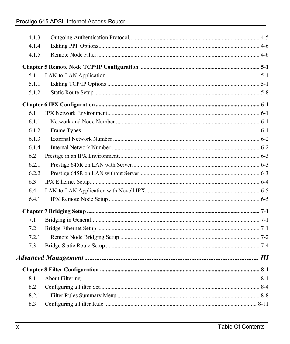 ZyXEL Communications Prestige 645R User Manual | Page 10 / 180