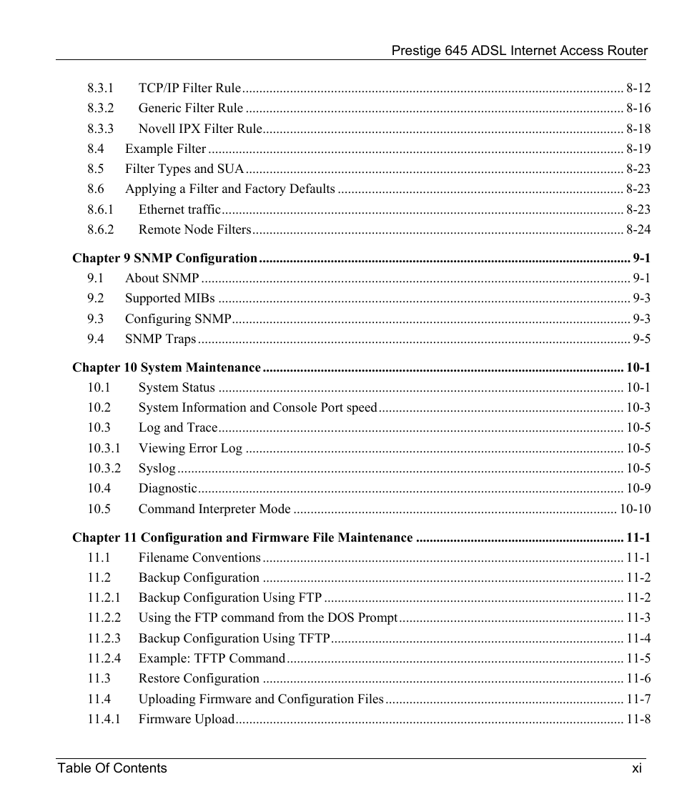 ZyXEL Communications Prestige 645R User Manual | Page 11 / 180