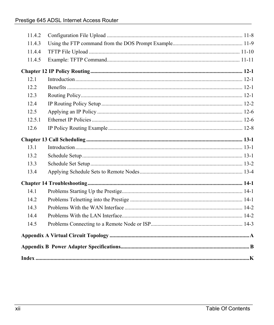 ZyXEL Communications Prestige 645R User Manual | Page 12 / 180