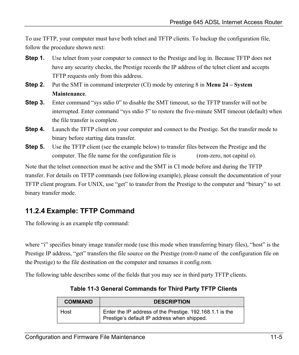 4 example: tftp command | ZyXEL Communications Prestige 645R User Manual | Page 146 / 180
