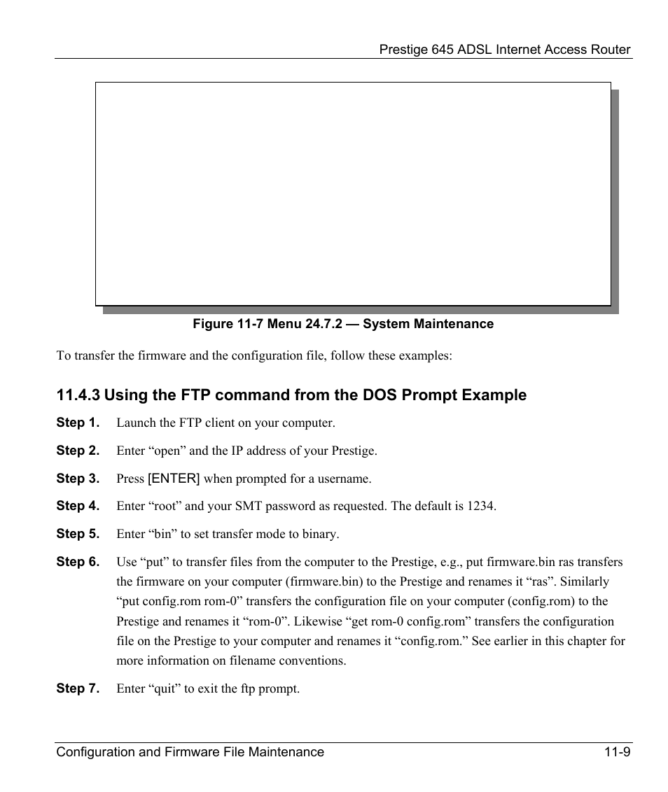 Example: tftp command | ZyXEL Communications Prestige 645R User Manual | Page 150 / 180