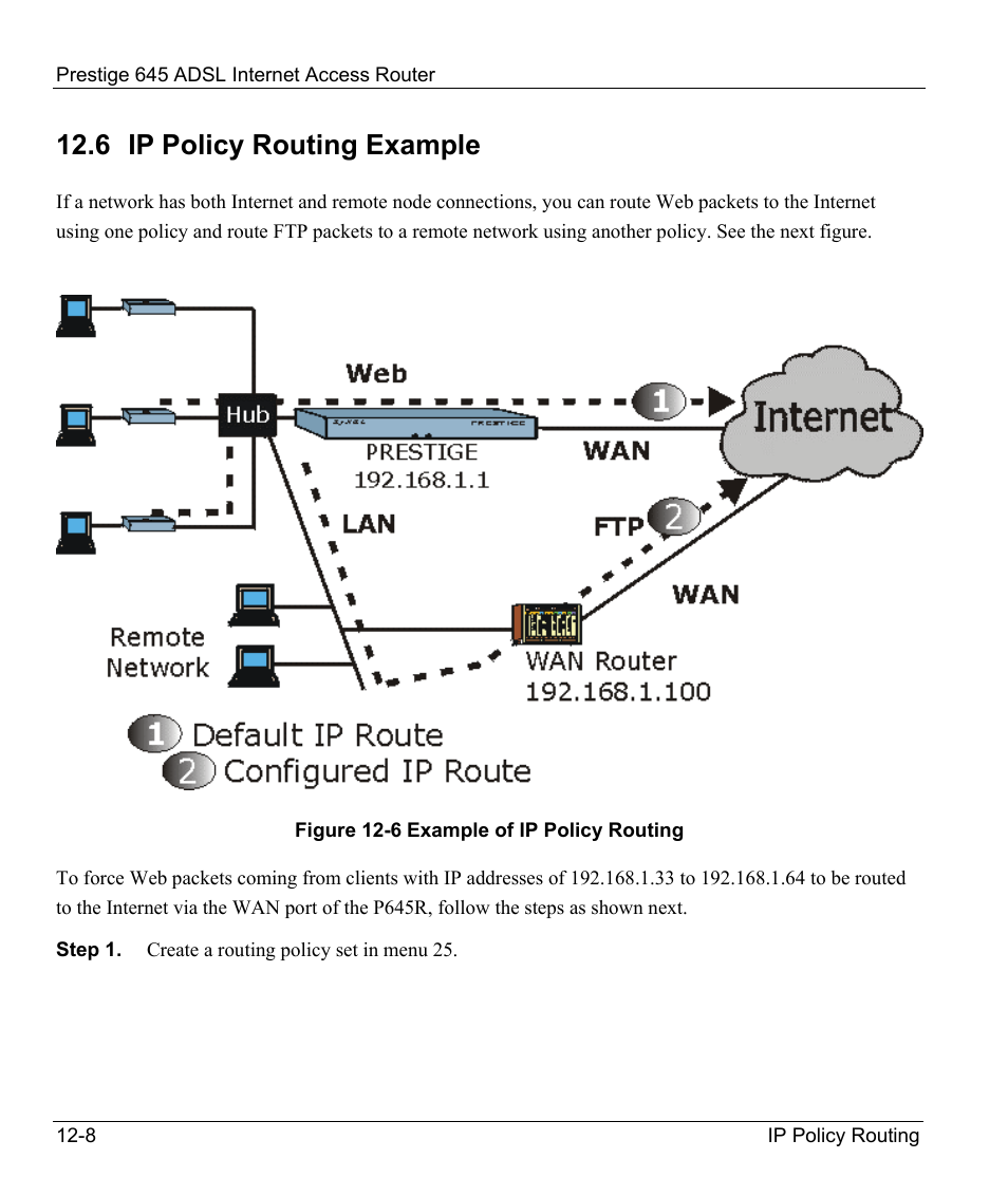 Ip policy routing example, 6 ip policy routing example | ZyXEL Communications Prestige 645R User Manual | Page 161 / 180