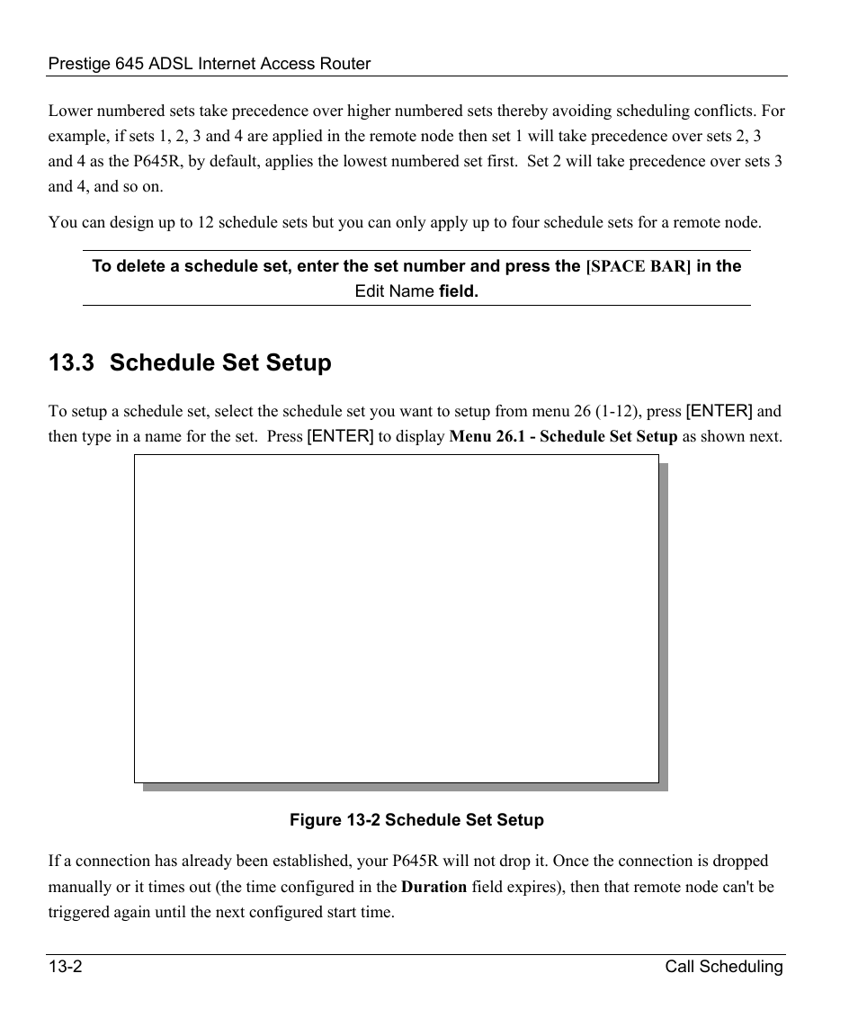 Schedule set setup, 3 schedule set setup | ZyXEL Communications Prestige 645R User Manual | Page 167 / 180