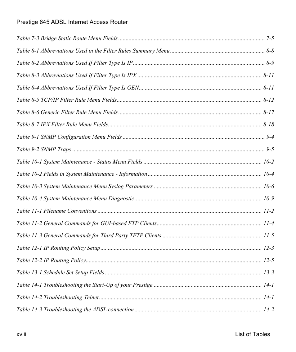 ZyXEL Communications Prestige 645R User Manual | Page 18 / 180