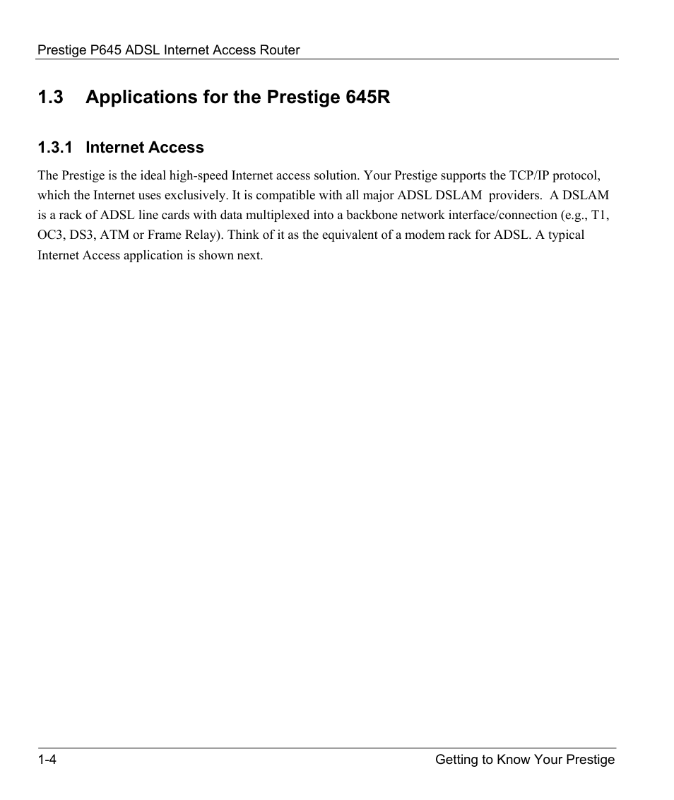 Applications for the prestige 645r, Internet access, 3 applications for the prestige 645r | ZyXEL Communications Prestige 645R User Manual | Page 28 / 180