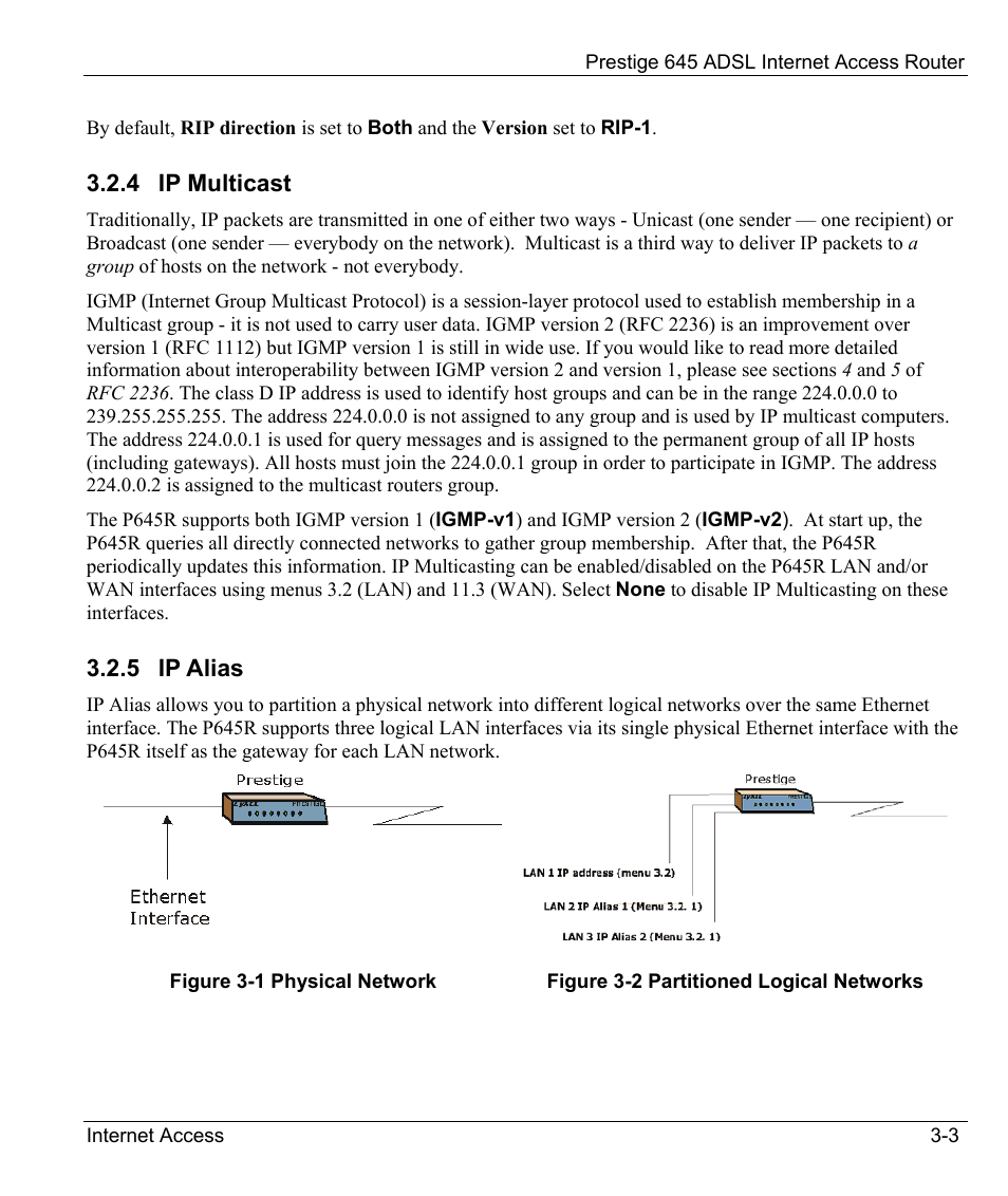 Ip multicast, Ip alias, 4 ip multicast | 5 ip alias | ZyXEL Communications Prestige 645R User Manual | Page 45 / 180