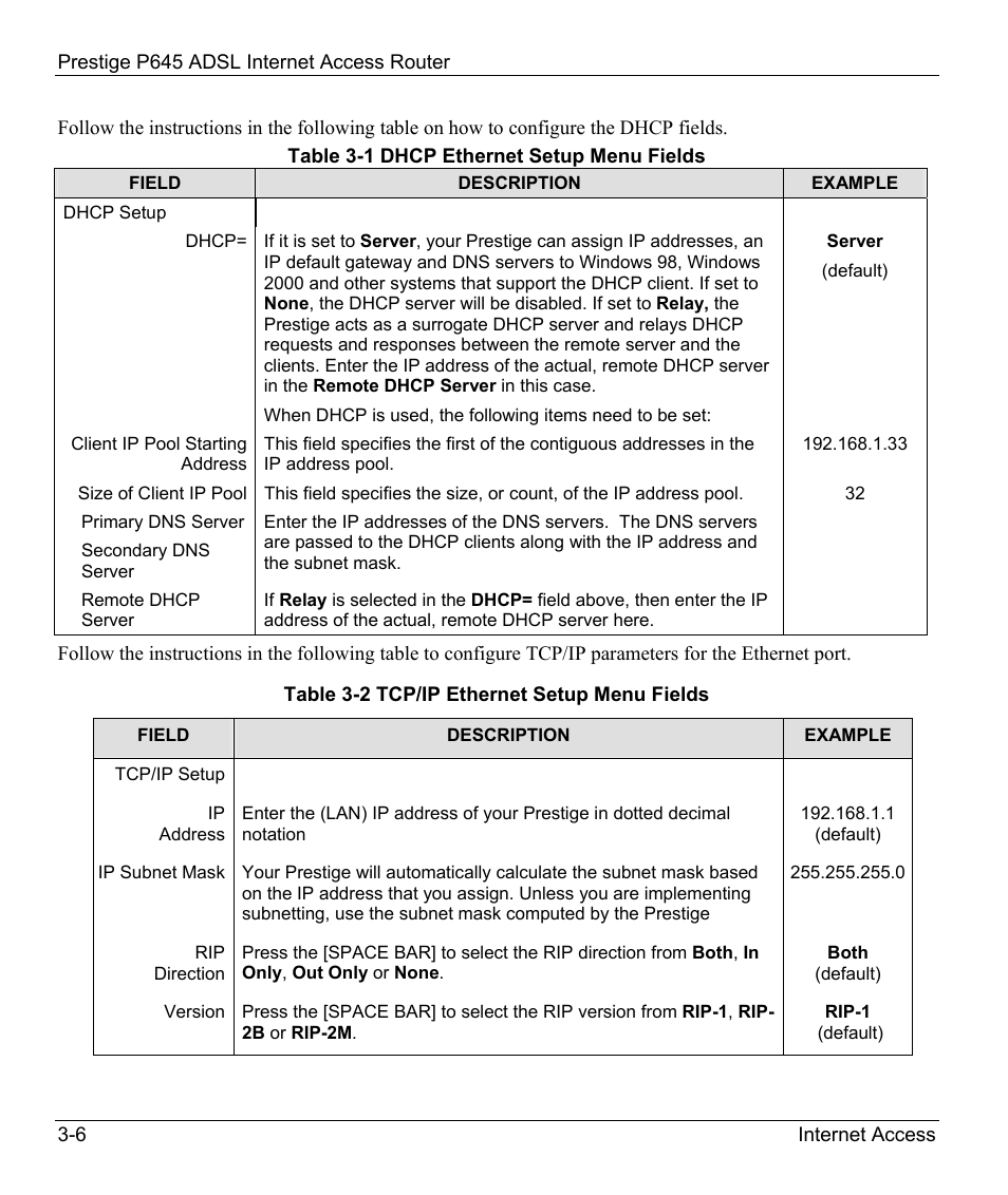ZyXEL Communications Prestige 645R User Manual | Page 48 / 180