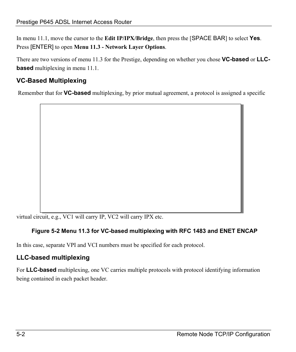 Vc-based multiplexing, Llc-based multiplexing | ZyXEL Communications Prestige 645R User Manual | Page 72 / 180