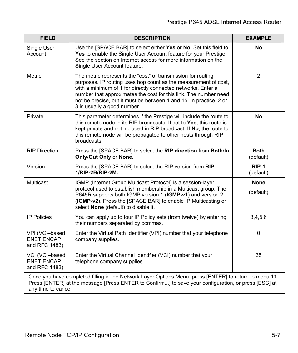 Static route setup | ZyXEL Communications Prestige 645R User Manual | Page 77 / 180