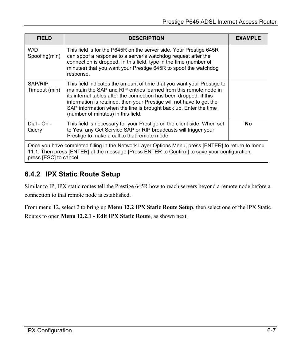 Ipx static route setup, 2 ipx static route setup | ZyXEL Communications Prestige 645R User Manual | Page 89 / 180