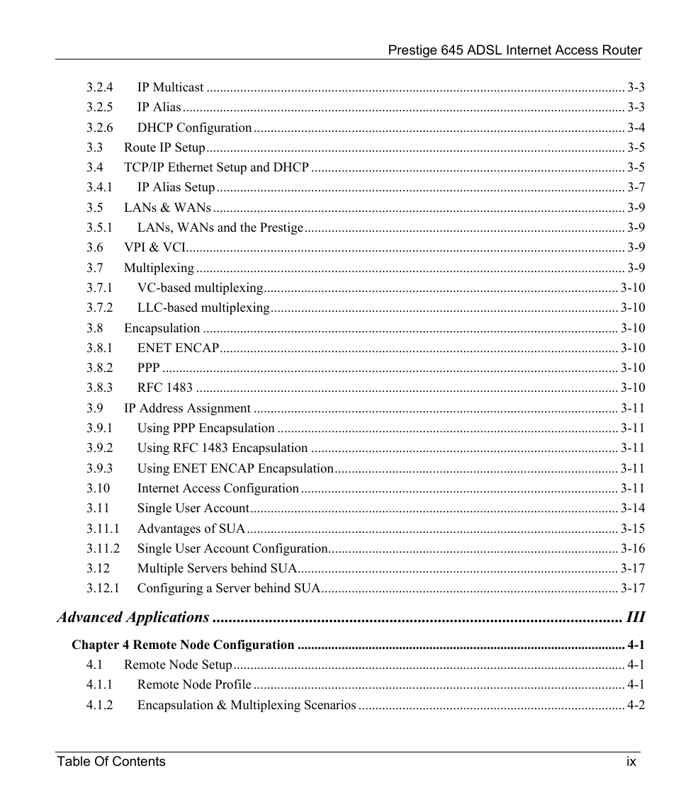 ZyXEL Communications Prestige 645R User Manual | Page 9 / 180