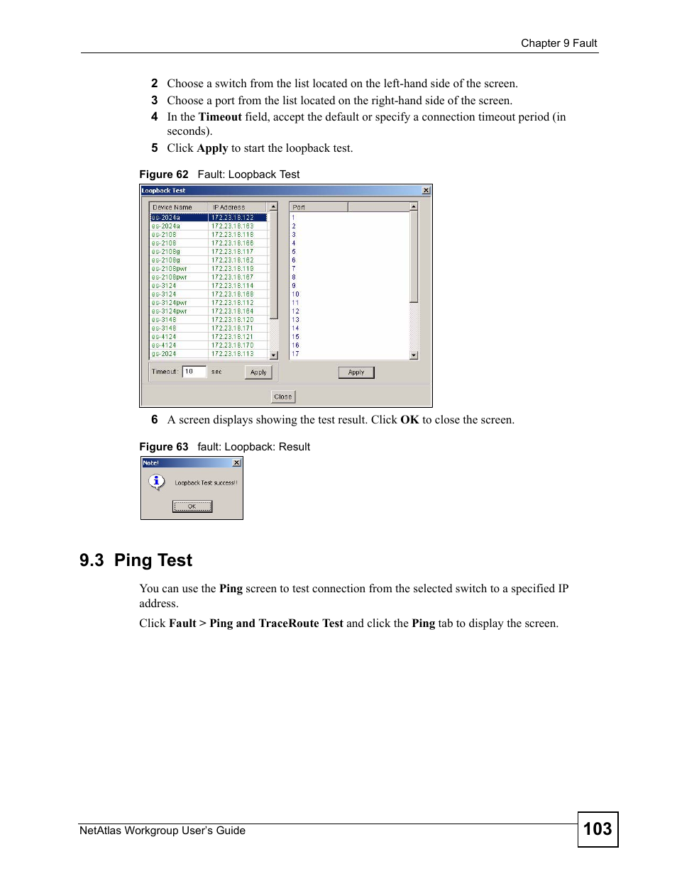 3 ping test | ZyXEL Communications Version 1.03 User Manual | Page 103 / 242