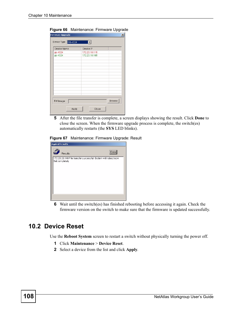 2 device reset | ZyXEL Communications Version 1.03 User Manual | Page 108 / 242