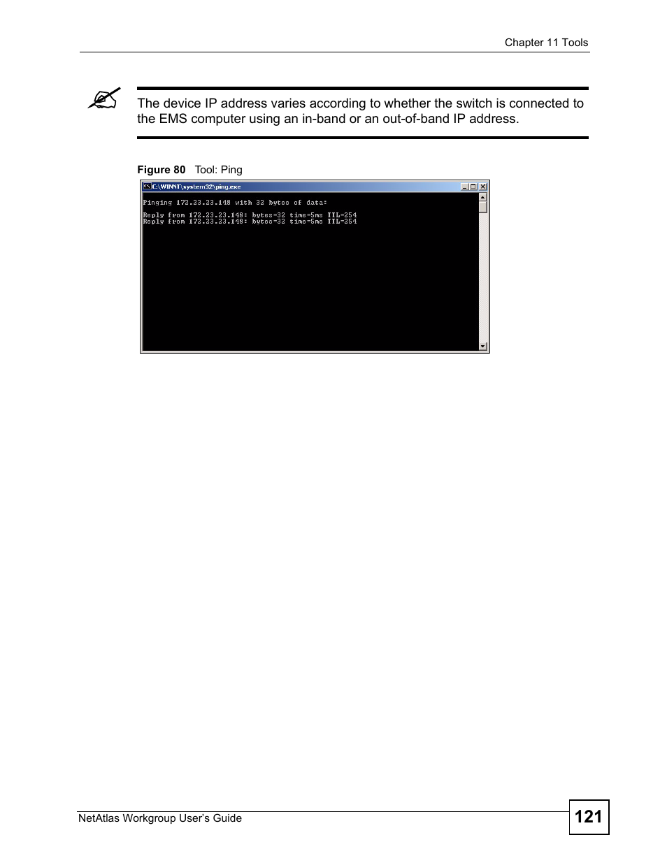 Figure 80 tool: ping | ZyXEL Communications Version 1.03 User Manual | Page 121 / 242