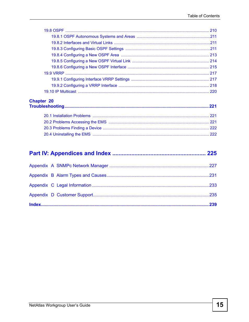 Part iv: appendices and index | ZyXEL Communications Version 1.03 User Manual | Page 15 / 242