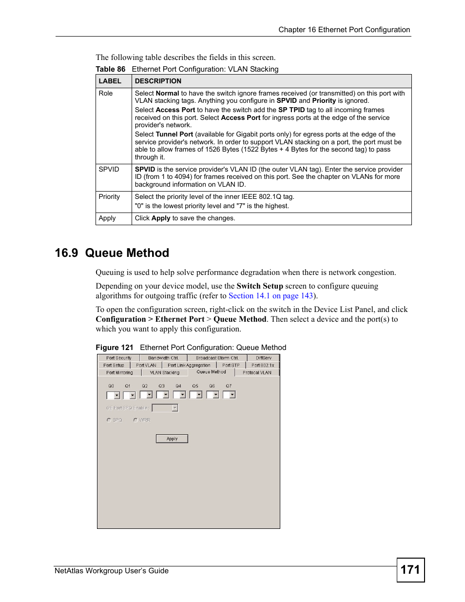 9 queue method | ZyXEL Communications Version 1.03 User Manual | Page 171 / 242