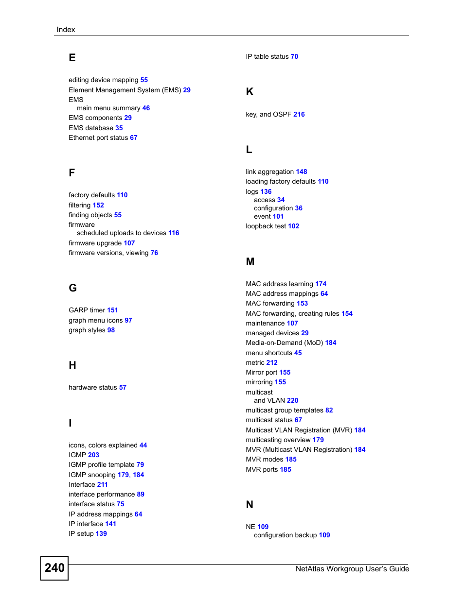 ZyXEL Communications Version 1.03 User Manual | Page 240 / 242