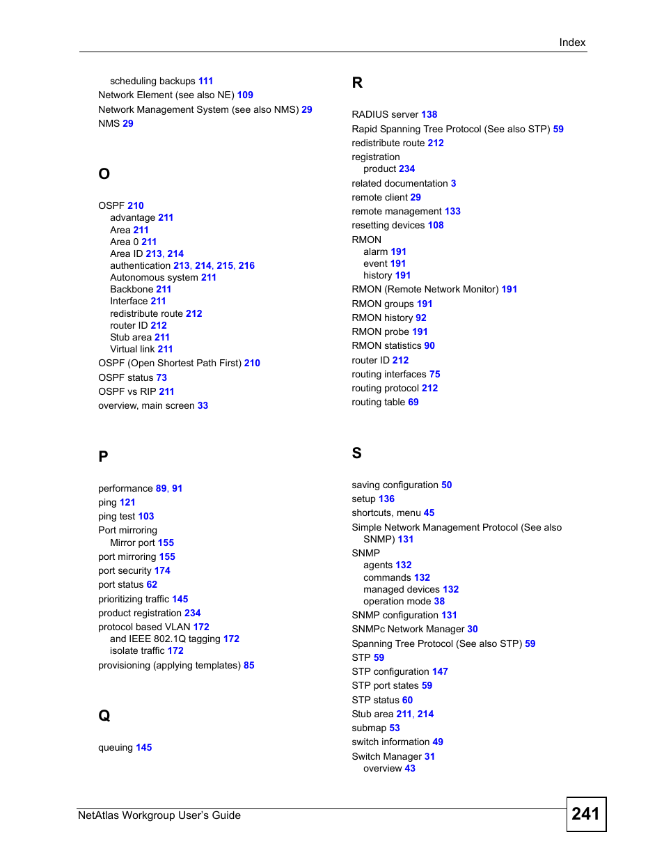 ZyXEL Communications Version 1.03 User Manual | Page 241 / 242