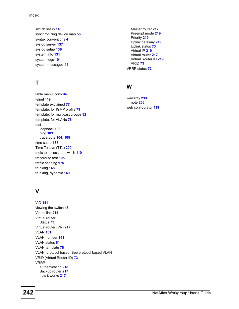 ZyXEL Communications Version 1.03 User Manual | Page 242 / 242