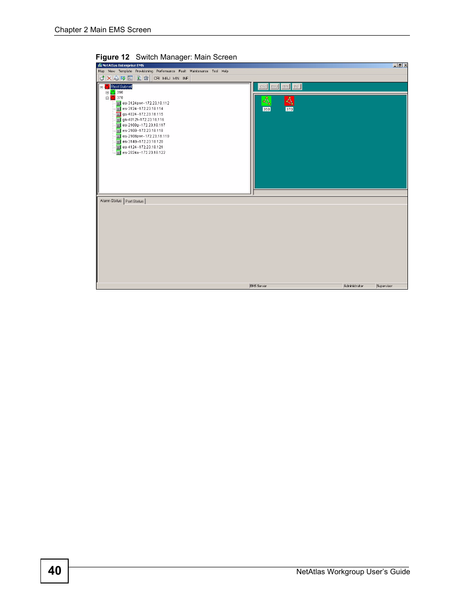 Figure 12 switch manager: main screen | ZyXEL Communications Version 1.03 User Manual | Page 40 / 242