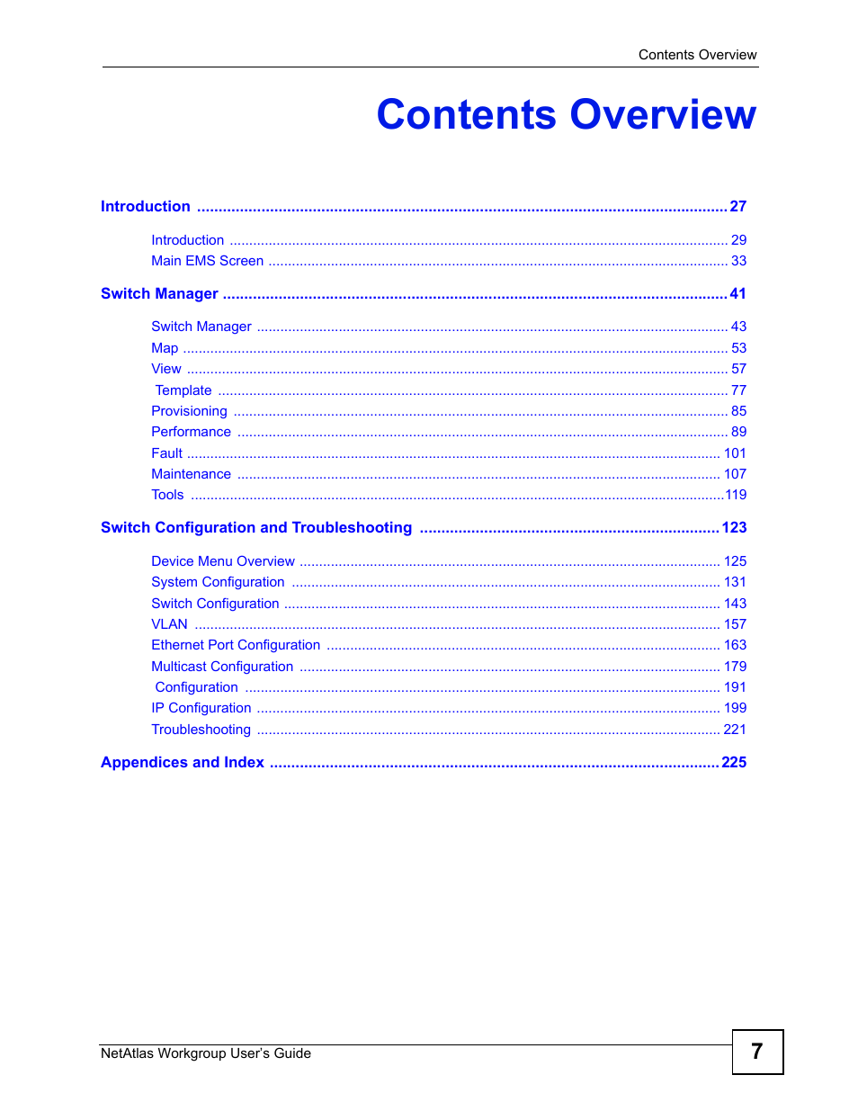 Contents overview | ZyXEL Communications Version 1.03 User Manual | Page 7 / 242