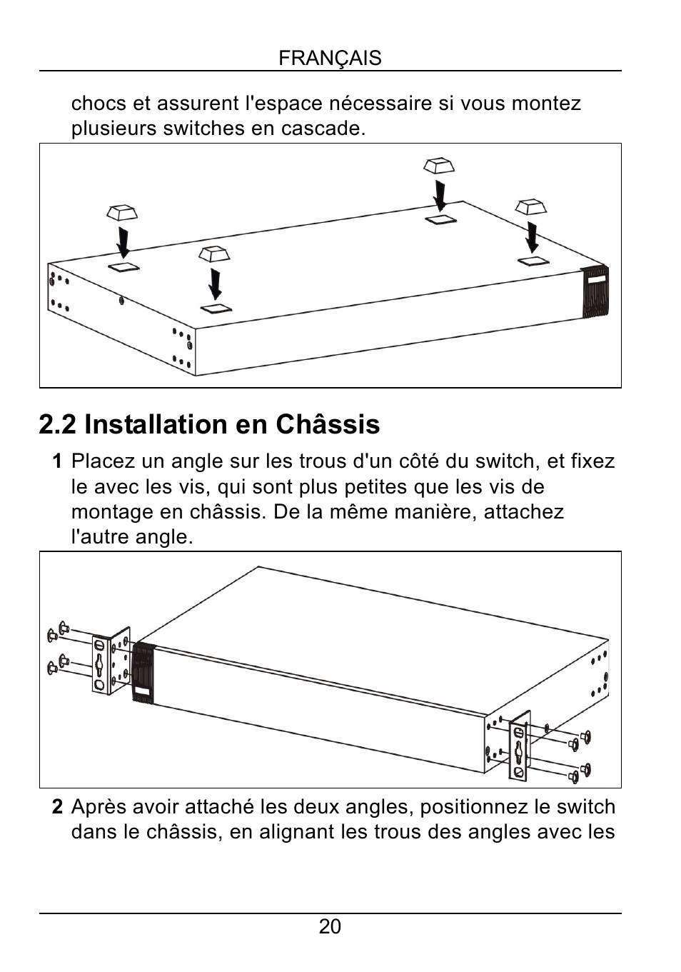 2 installation en châssis | ZyXEL Communications ZyXEL Dimension ES-1552 User Manual | Page 22 / 43